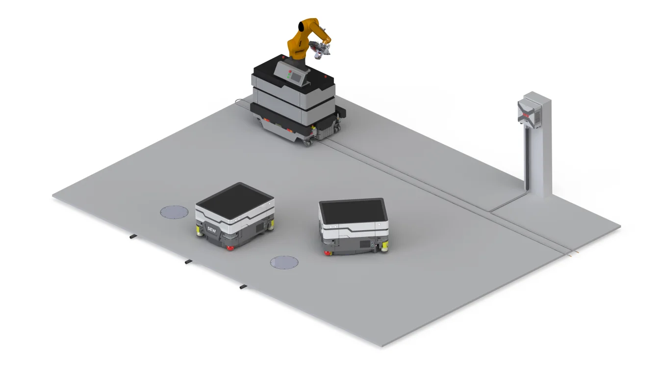 Sistema decentralizzato di trasferimento di energia senza contatto MOVITRANS® con induzione elettromagnetica SEW-Eurodrive